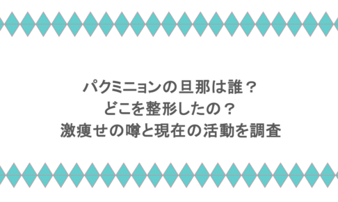 パクミニョンの旦那は誰？どこを整形したの？激痩せの噂と現在の活動を調査